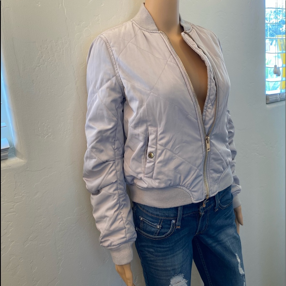 Romeo & Juliet Couture Cream Bomber Jacket Beige Size S - Picture 3 of 10